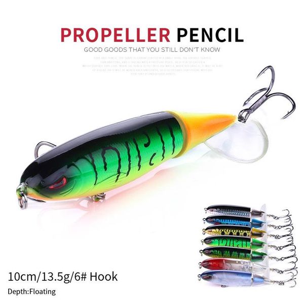 NEWUP 8 pièces tracteur à hélice leurre de pêche 13 5g 10cm appât dur flottant crayon d'eau en plein air Topwater Whopper Plopper Fishing314Y