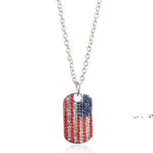 NEWUS Vlag Diamond Hanger Ketting Persoonlijkheid Leger Merk Crystal Hanger Amerikaanse Vlag Decoratie Ketting Party Sieraden Gift EWA4927