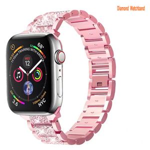 NewWays Compatible Apple Watch Band Straps Series 8 7 41mm 45mm 44mm 42mm 40mm SE 6 5 38mm Bracelet Diamants Bling Étincelant pour iWatch Band Femme Pierre Brillante Or Rose