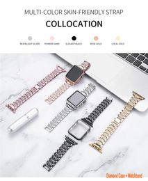 Newways smartwatch cases compatibel voor Apple Watch Band Series 8 7 SE 6 5 4 3 2 1 banden 38 mm 41 mm 40 mm mousserende bling diamanten armband Iwatch 45 mm 42 mm band dames