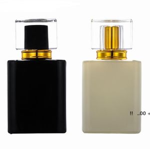 NewWholesale 50pcs bouteille d'atomiseur de parfum carré haut de gamme 50ml bouteilles de pulvérisation de brume fine en verre noir et blanc portable EWF6136