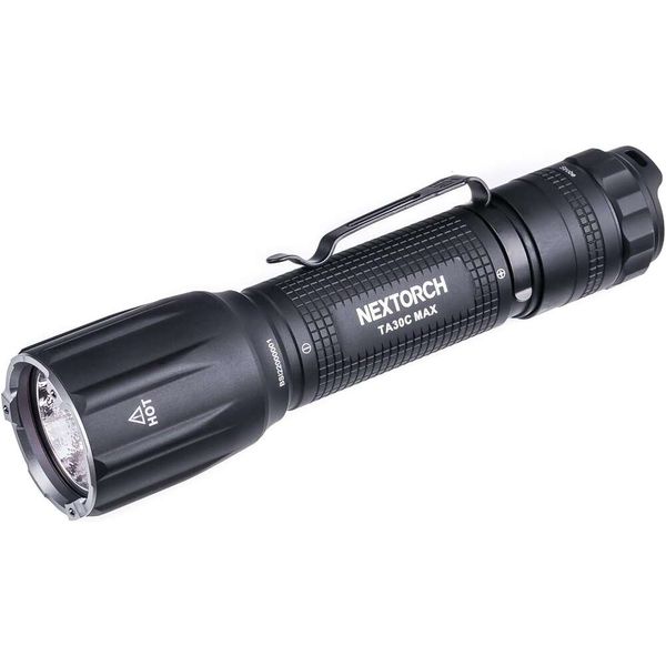 Nextorch TA30C Max Tactical Tactical Lampal - Lumens élevés, rechargeable, compact, brillant avec 5 modes, stroboscope, perle en céramique, fenêtre cassée pour une urgence extérieure