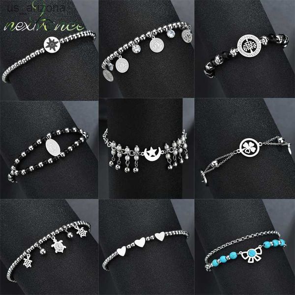 Nextvance, pulsera de cuentas de árbol de la vida de la Virgen María de acero inoxidable, pulsera personalizada de piedra CZ multicapa, amuleto para mujer L230620