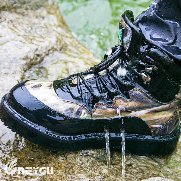 Neygu Fly Fishing Camo Wading Boots Chaussures pour chasse avec un costume en feutre pour les sports de plein air 240424