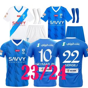 NEYMAR JR 2023 2024 Al Hilal Saudi voetbalshirt NEVES SERGEJ MALCOM VIETTO KOULIBALY IGHALO KANNO thuis weg kinderen pak 23 24 voetbal Kids Kit