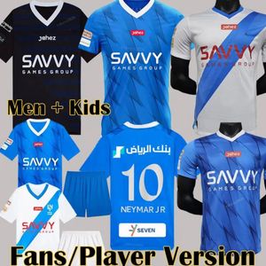 NEYMAR JR 2023 2024 Al Hilal Maillots de football saoudiens 23 24 Version des fans du joueur à domicile MALCOM NEVES SERGEJ VIETTO KOULIBALY LGHALO KANNO Hommes Top Kit Enfants Chemises de football
