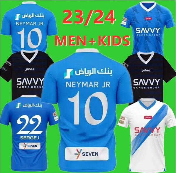 NEYMAR JR 2023 2024 Al Hilal Saudi camisetas de fútbolHome Away Player Fans Versión 3RD MALCOM NEVES SERGEJ VIETTO KOULIBALY SERGEJ 23 24 Hombres Top Kids Kit Camisetas de fútbol