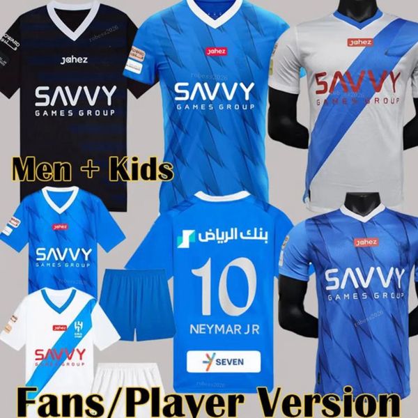 Neymar JR 2023 2024 Al Hilal Saudi Soccer Jerseys 23 24 Home Away Player Fans Versión Malcom Neves Sergej Vietto Koulibaly Lghalo Kanno Men Top Kids Kit