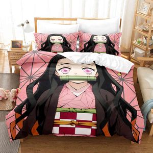 Nezuko Kamado ensemble de literie Anime démon Slayer housse de couette lit simple double pleine reine taille 3d jeunesse enfants fille garçons cadeau