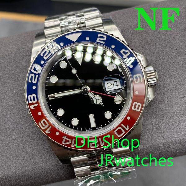 NF Clean Luxury Men Gmt Watch Dual Time Zone EtA 2836 3186 3285 Buceo mecánico automático Mano izquierdo Venizo Venizo Red Sport Box Cerámica Luminosa 40 mm Luxu