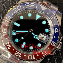 NF Clean Luxury Sport Men GMT Reloj Zona horaria dual 2836 3186 3285 Buceo mecánico automático Mano izquierda Verde Moda Vino Rojo Caja de reloj Cerámica luminosa 40MM Regalo superior