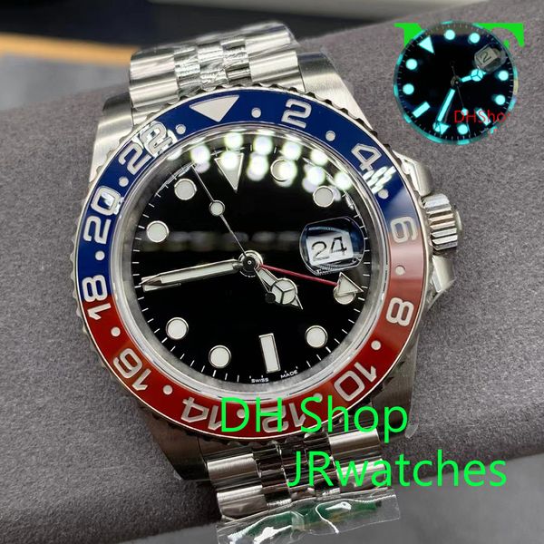 NF Clean Luxury Sport Men GMT Montre Double Fuseau Horaire 2836 3186 3285 Automatique Mécanique Plongée Main Gauche Vert Mode Vin Rouge Montre Boîte en céramique lumineuse étanche