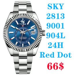 NF Dr Luxury Mens vrouwelijke sport Watch Sky Dwell Red Dot 24H Eta 9001 Automatisch mechanisch multifunctionele horloge 904L horloges Dual Time Zone Luminous waterdichte 3269