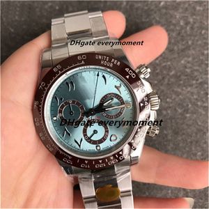 NF Factory Dubai Ice Blue Montre Chronographe En Céramique 1165506 40mm ETA7750 Mouvement Automatique Mécanique Montres Pour Hommes 904L Saphir Montre-Bracelet Étanche