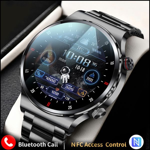 NFC Bluetooth Reloj inteligente Hombres a prueba de agua Smartwatch Sports Fitness Tracker Pulsera Llamada Presión arterial Monitor de ritmo cardíaco Relojes para Android ios