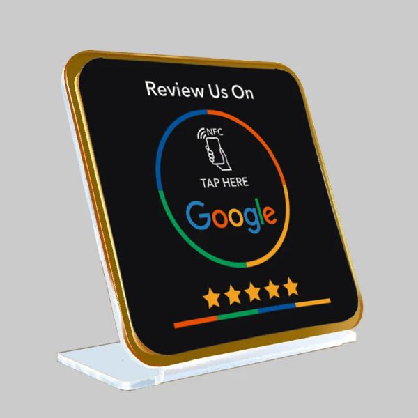 NFC Google Review Sign NFC Scan Code acrylique Signes de médias sociaux Google Revue Plaques avec décorations de magasin de base du stand