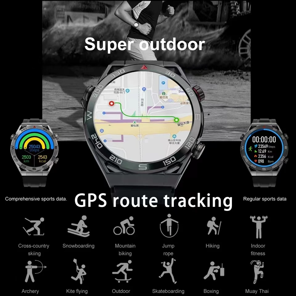 NFC GPS Smart Watch Men ECG + PPG AMOLED 454 * 454 ÉCRAN HD CALD BLUETOTH CALLE