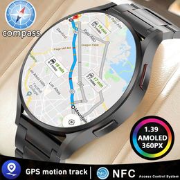Montre connectée Amoled pour hommes et femmes, avec suivi GPS, boussole 6, NFC, étanchéité IP68, appels Bluetooth, nouveauté 2024