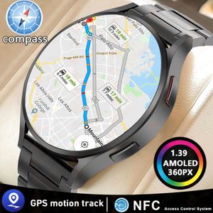 Montre connectée Amoled pour hommes et femmes, avec suivi GPS, boussole 6, NFC, étanchéité IP68, appels Bluetooth, nouveauté 2024