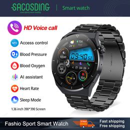 NFC Smart Watch Men GT3 Pro AMOLED 390*390 HD -scherm Hartslag Bluetooth Oproep IP68 Waterdichte Sport Smartwatch voor Huawei Xiaomi 2023 Mens Watches Gratis verzending