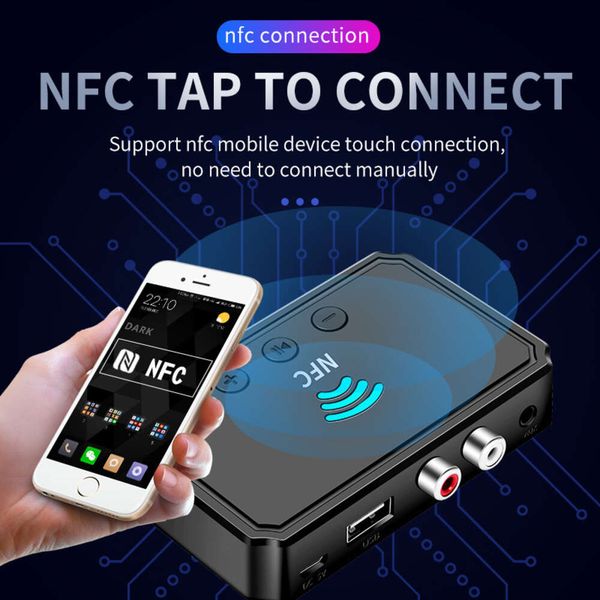 NFC5.0RCA récepteur AUX voiture bâton adaptateur Bluetooth haut-parleur amplificateur clé USB