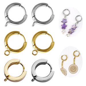 10pcs Stainless Steel Earring Hooks with Loop Gold Hug Round Ear Post with Open Jump Ring for DIY Jewelry Making Components Jewelry MakingJewelry Findings