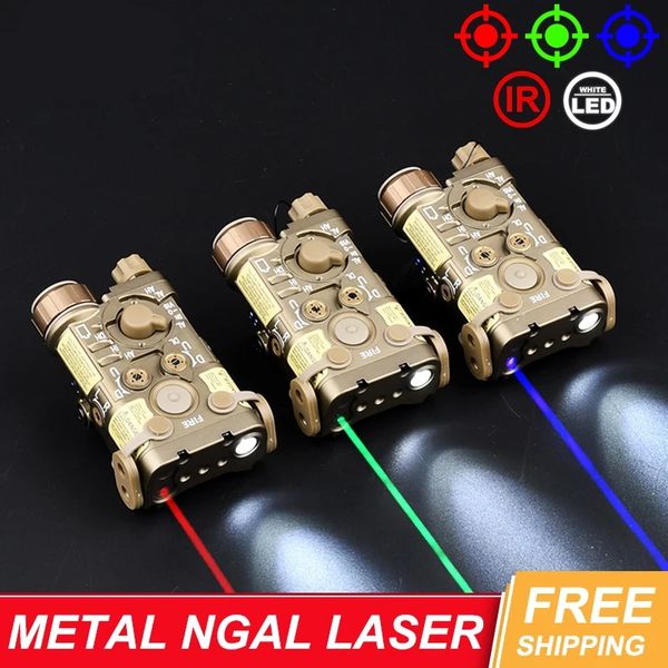 NGAL – Laser à points rouges et verts, Version métallique, pointeur de vue IR, lumière stroboscopique pour arme tactique Airsoft, ajustement 20mm