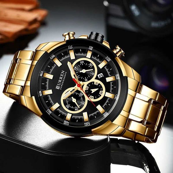 Ngxd Wrist-Wrists Curren Mens Watchs Top Brand Big Sport Watch Men de luxe Military Steel Quartz Gives de poigne