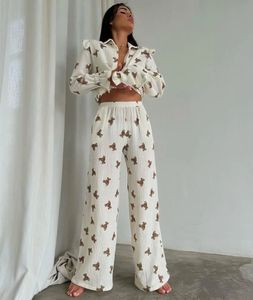 NHKDSASA Womens Nightwear Kawaii Cotton Wither Pyjamas Set Casual Piece Two Piece Home SleepingWear Woman Clothing 240520