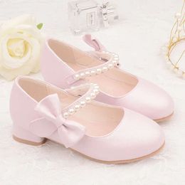 Ni a kidleather zapatos automne new high theel princess bow single mary shoes chaussures gamin fille chaussure l l