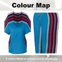 Niaahinn Uniforme Venta caliente Scrub Médico Top de manga corta+Pantalones Uniformes de trabajo clínico para médicos de enfermería pediátrica