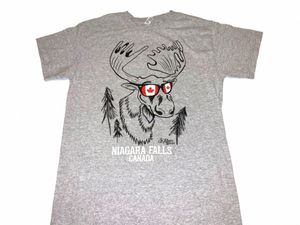 Niagara Falls Canada Happy Moose portant des lunettes de soleil Vacati T-shirt Joli petit lg ou manches courtes W3XI #