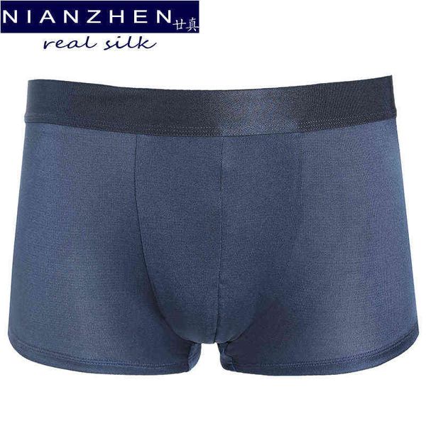 NIANZHEN réel 100% soie de mûrier hommes culottes slips taille moyenne sous-vêtements hommes 2022 nouvelle Lingerie saine 910210 T220816