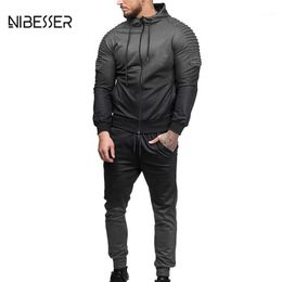 NIBESSER Autumn Men Gradient Color Tracksuit Set Zipper Hoodies Jacket Outwear Sweater Fitness Training Joggers Fitness Sets1