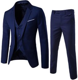 Nibesser pak vest broeken 3 stuks sets slanke pakken bruiloft feest blazers jas Men039s zakelijke groomsman pak broek broek vest s3218565