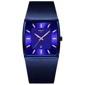 NIBOSI hommes montres Top marque de luxe bleu carré montre à Quartz hommes étanche doré mâle montre-bracelet hommes Relogio Masculino nouveau style