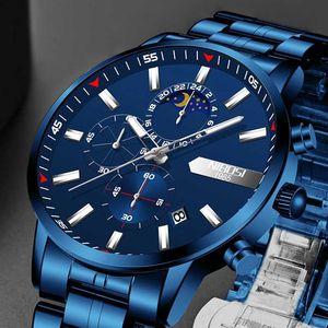 Nibosi 2021 nieuwe mannen kijken zakelijke waterdichte blauwe mode man quartz horloges chronograaf relogios casual relojes para hombre x0625