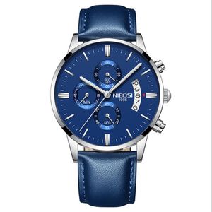 NIBOSI Merk Quartz Chronograaf Uitstekende Heren Horloges Roestvrij Stalen Band Horloge Lichtgevende Datum Leven Waterdicht Stijlvolle Man Polsw297s