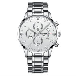 NIBOSI marque Quartz chronographe chronomètre hommes montres en acier inoxydable bande montre lumineuse Date vie étanche montres-bracelets2670
