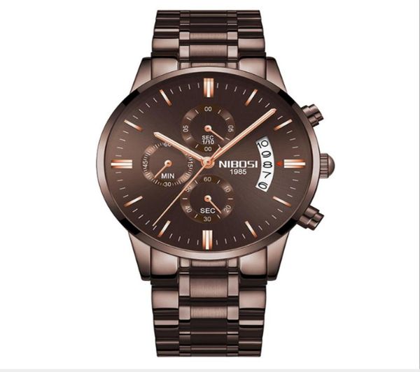 Nibosi Brand Quartz Chronograph Starwatch Stopatch Hize Hers Mens Watchs Intondless Steel Band Watch Luminal Date Life Imperproof Wrist2808137