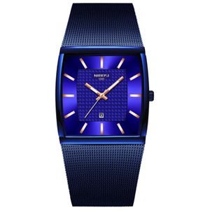 NIBOSI hommes montres haut de gamme de luxe bleu carré montre à Quartz hommes étanche doré mâle montre-bracelet hommes Relogio Masculino nouveau styl302F