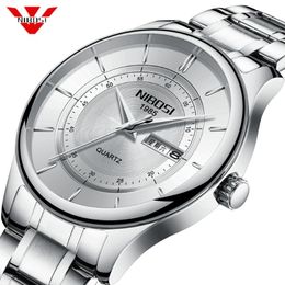 Nibosi Mens Watches Top Brand Luxury Male Steel Display Week Semana Fecha de moda Quartz Watch Men Wrist Watch254d