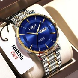 NIBOSI montre à Quartz pour hommes haut de sport de luxe mâle étanche lumineux en acier inoxydable Date semaine hommes montres Relogio Masculino 240311