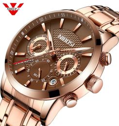 Nibosi Relogio masculino masculin montres Top Brand Luxury Rose Steel Quartz Men Men Casual Sport Chronograph Wristwatch Saat5196721