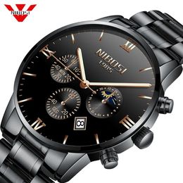 Часы NIBOSI, мужские модные кварцевые часы, мужские часы, роскошные известные лучшие бренды, стальные деловые водонепроницаемые часы Relogio Masculino284I