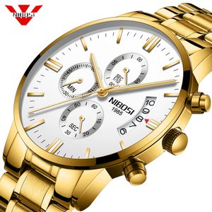 Nibosi montre des hommes Luxury Montres célèbres Top Brand Mens Fashion Fashion Robe décontractée Gold Watch Military Quartz horloge de bracelet