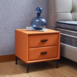 Nicbex Mesita de noche moderna de 17,7 "con 2 cajones y patas de hardware, mesita de noche para sala de estar/dormitorio, color naranja