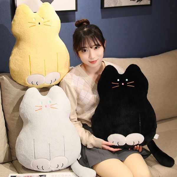 Bonitos juguetes de peluche de gato Kawaii de 48x35 CM, almohada para sofá con relleno de Animal suave, cojín para silla, regalo de cumpleaños encantador para niños y bebés