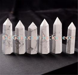Mooie 65cm85cm Natuurlijk Wit Gepolijst Turquoise Prisma Wand Marmer Howliet Kristallen Obelisk Quartz Punt Specimen Healing Stone Hi7074146