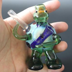 Leuke kleurrijke Turtles Pyrex glazen rookpijpenHandmatig blazende waterpijp percolator waterpijp bong van hoge kwaliteit